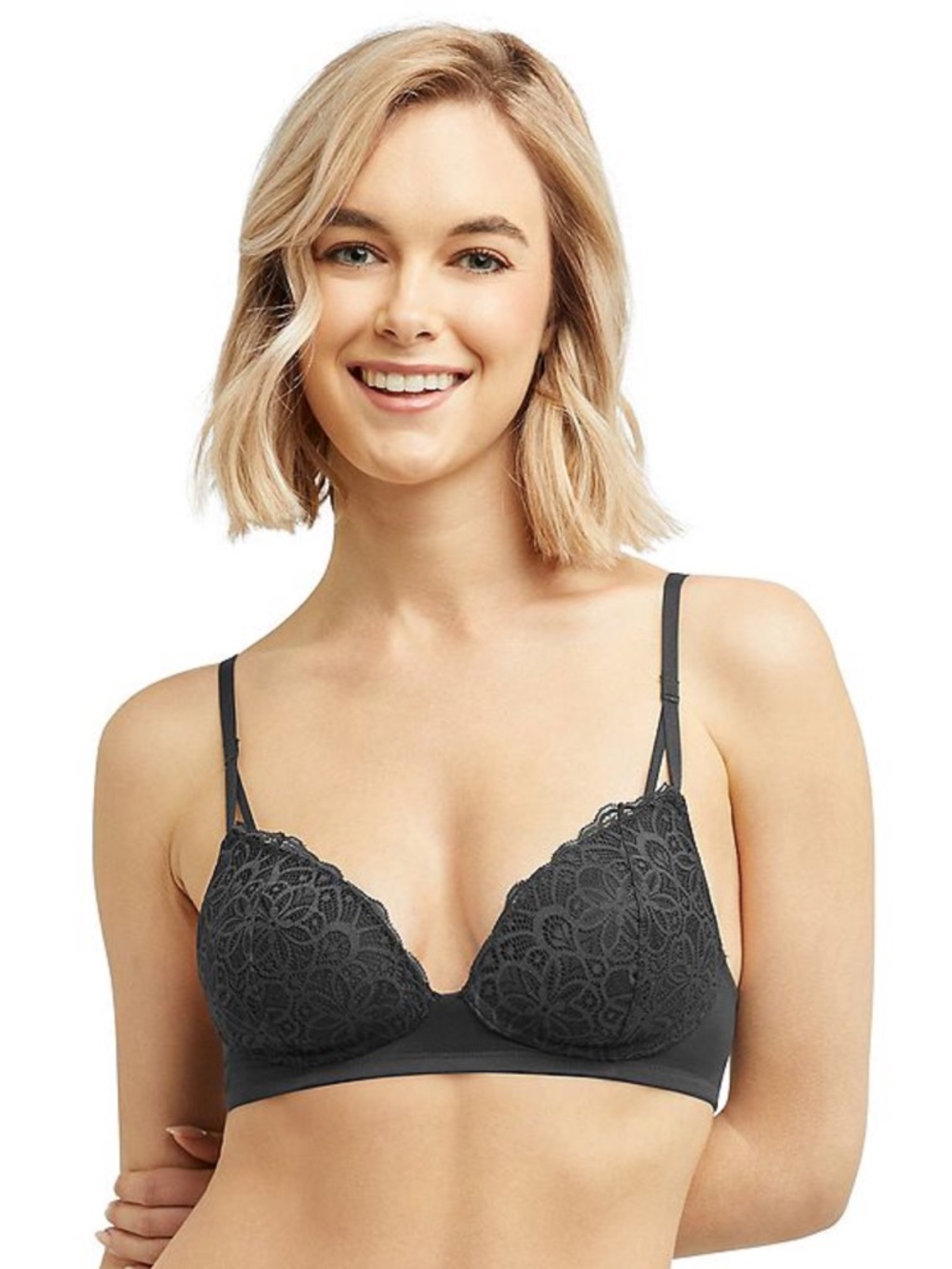 NWT Maidenform black soft support wireless lace bralette size large